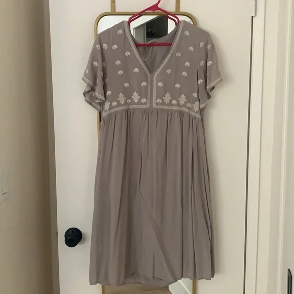Polagram Dresses | Polagram Embroidered Dress | Color: Gray/White | Size: S | Alli__Edwards's Closet